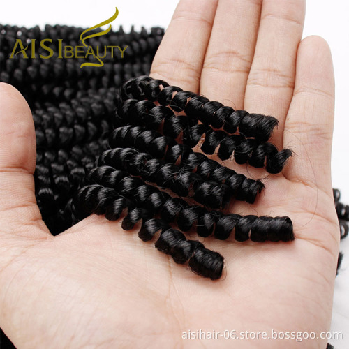 Aisi Beauty Wholesale Cheap Vendor Hotselling 8 Inch Kinky Curly Spring Twist Synthetic Crochet Braiding Hair Extensions